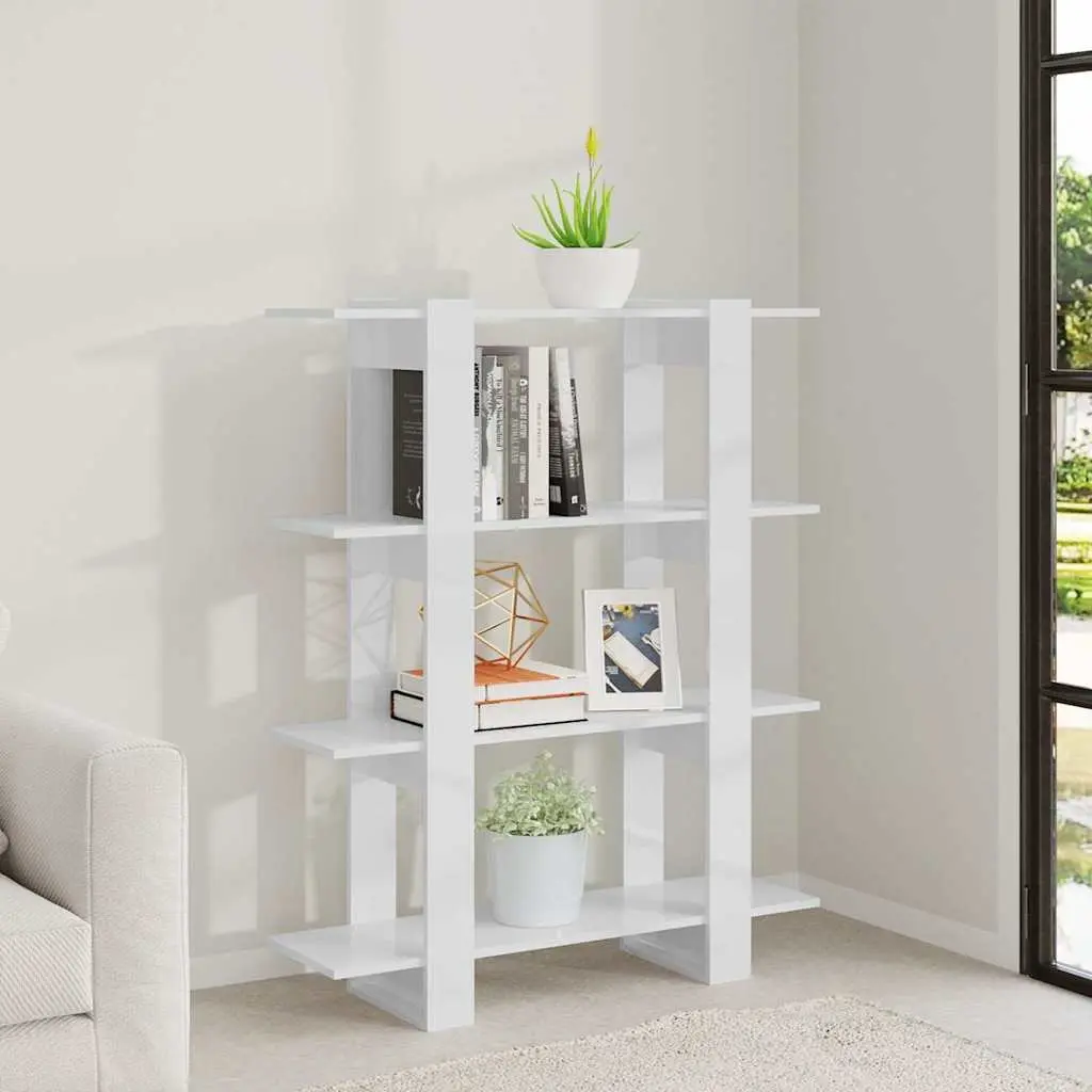 Book Cabinet White High Gloss Room Divider Storage Shelving Unit