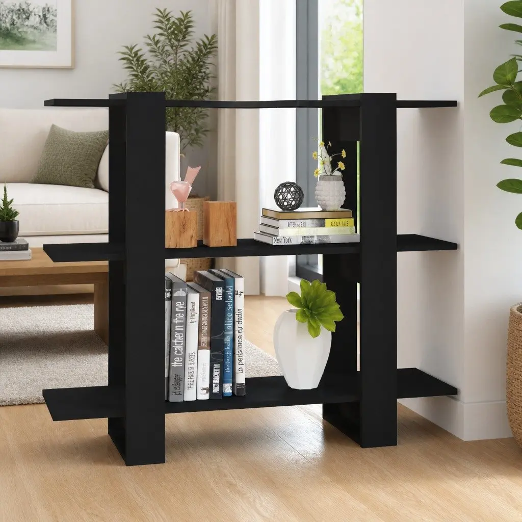 Book Cabinet Room Divider Shelving Unit Black Storage Organizer Bookshelf