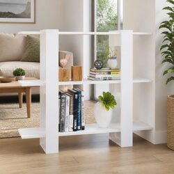 High Gloss White Book Cabinet Standing Shelf Room Divider Storage Organiser