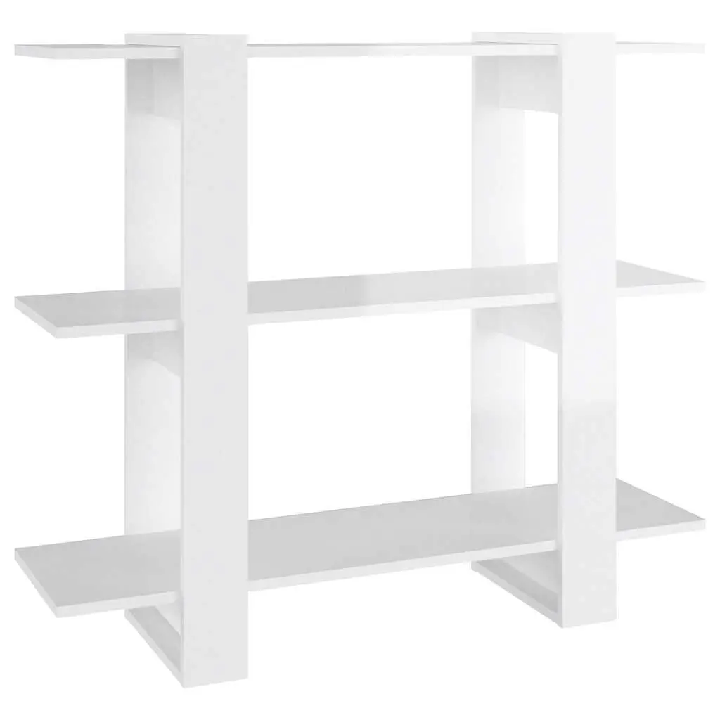 Book Cabinet White High Gloss 100W x 30D x 87H cm Storage Organiser Room Divider