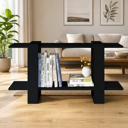 Book Cabinet Black Storage Shelving Unit Engineered Wood Display Bookcase Shelf
