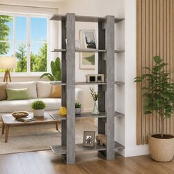 Grey Book Cabinet with Ample Storage 80x30x160cm