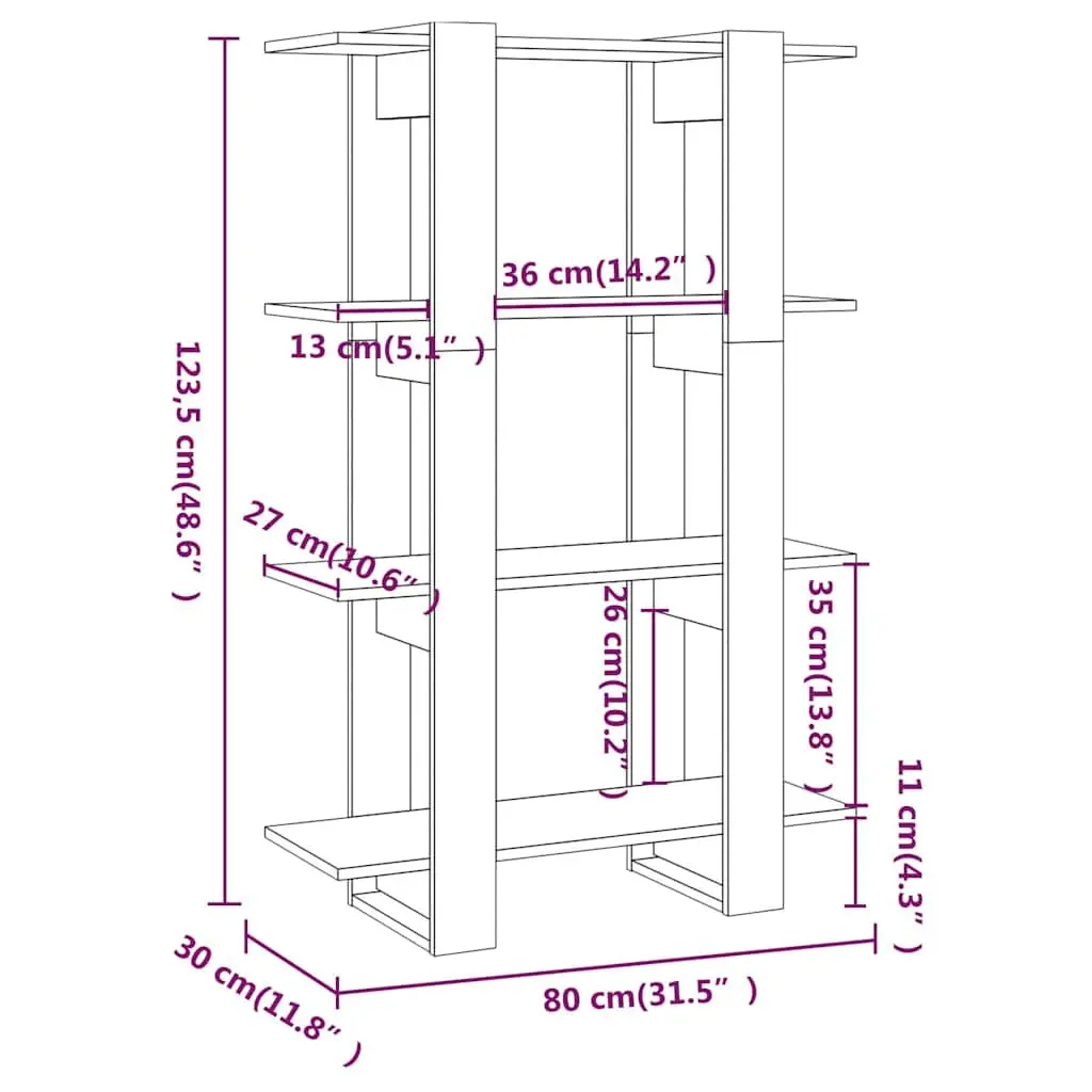Wooden Book Cabinet Black 80W x 30D x 123.5H cm Sturdy Storage Organizer Room Divider