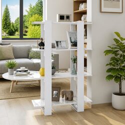 Storage with High Gloss White Book Cabinet
