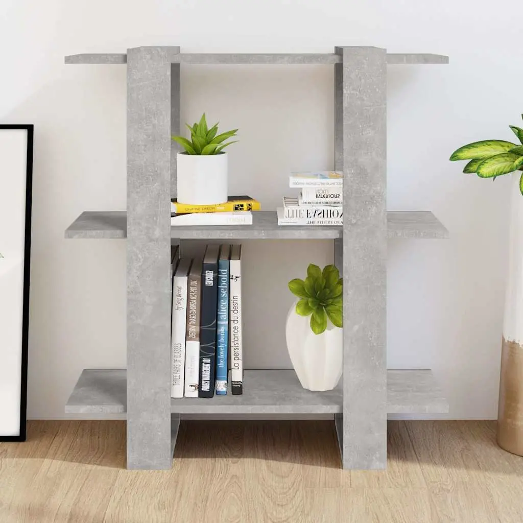 Book Cabinet Grey Wooden Room Divider 80x30x87 cm Storage Shelving Unit
