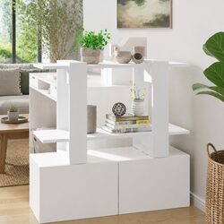 Compact White Book Cabinet with Versatile Use