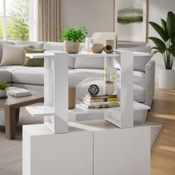 High Gloss White Bookshelf with Ample Storage