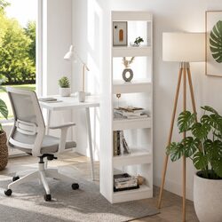 High Gloss White Book Cabinet with Storage Space