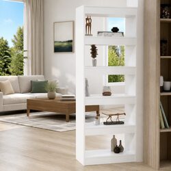Compact White Book Cabinet Room Divider at 60x30x166 cm