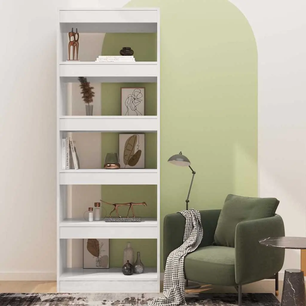 Book Cabinet High Gloss White 60x30x166cm Wooden Shelving Storage Room Divider