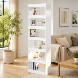White Wooden Book Cabinet: Stylish and Functional 60x30x198cm