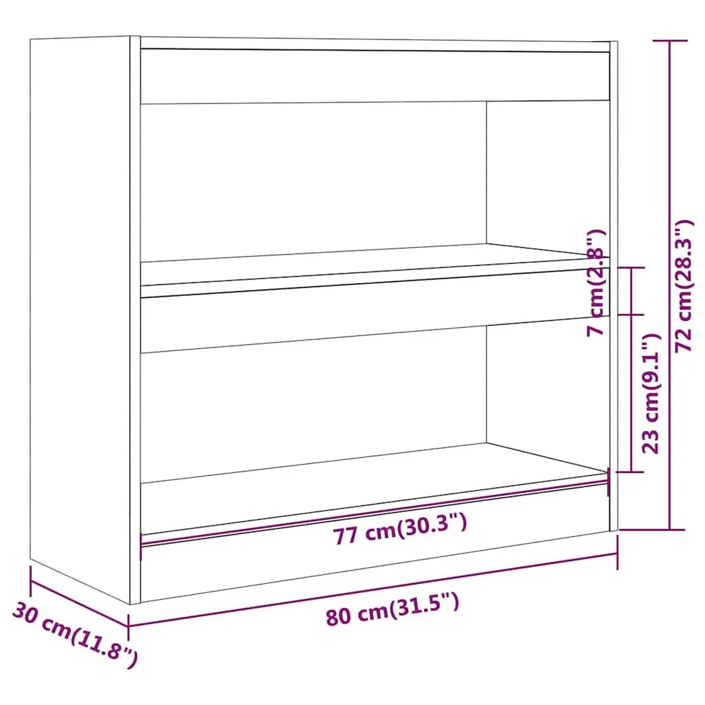 Book Cabinet White 80W x 30D x 72H cm Room Divider Shelving Storage Bookcase