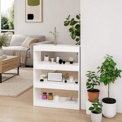 White High Gloss Book Cabinet with Room Divider Function