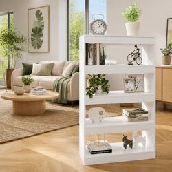 Compact and Stylish Book Cabinet Room Divider in White