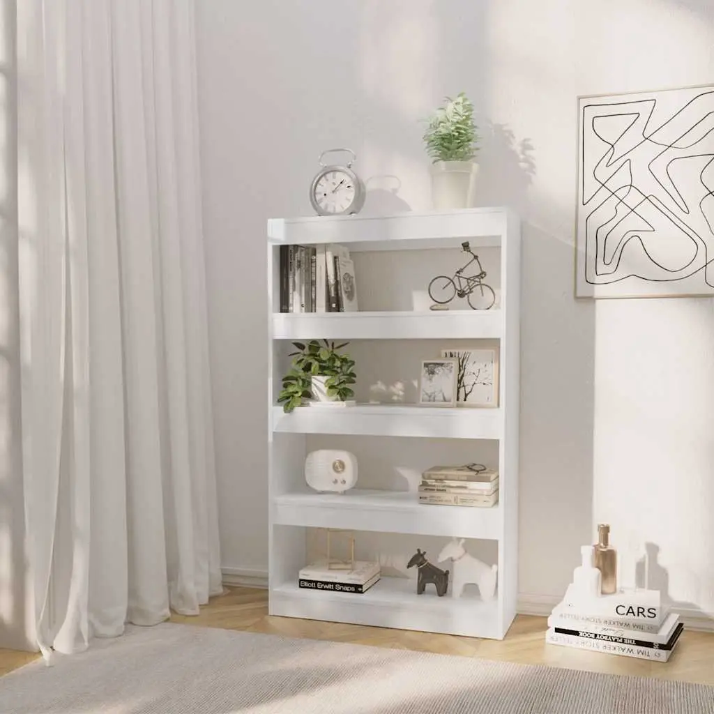 Book Cabinet White High Gloss Room Divider Sturdy Storage Organizer