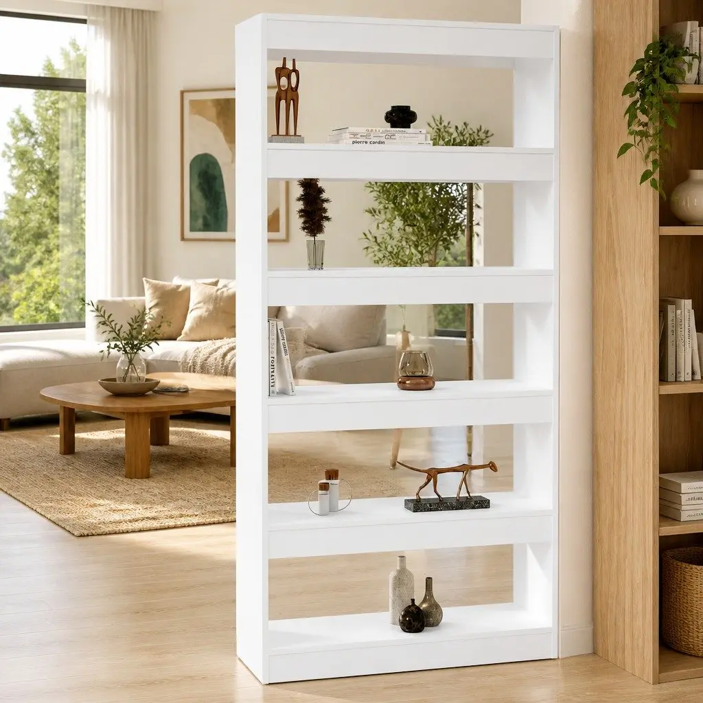 Bookshelf White 80x30x166cm Engineered Wood Room Divider Storage