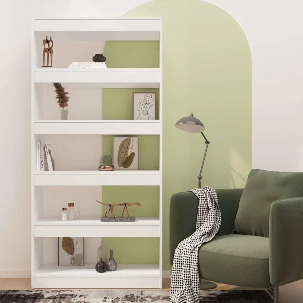 Bookshelf White 80x30x166cm Engineered Wood Room Divider Storage