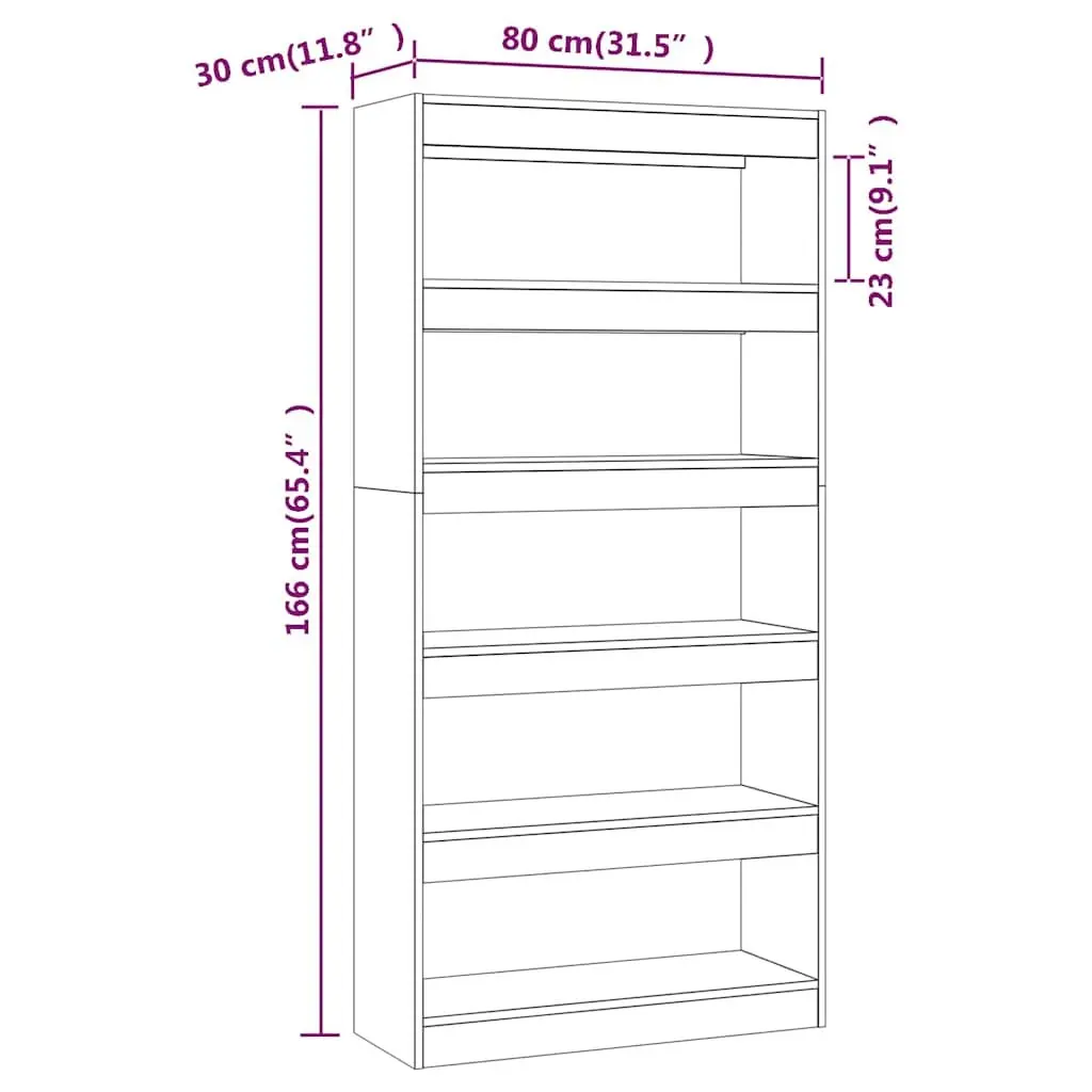 Bookshelf White 80x30x166cm Engineered Wood Room Divider Storage