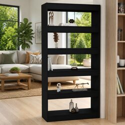 Compact and Reliable Black Engineered Wood Bookcase