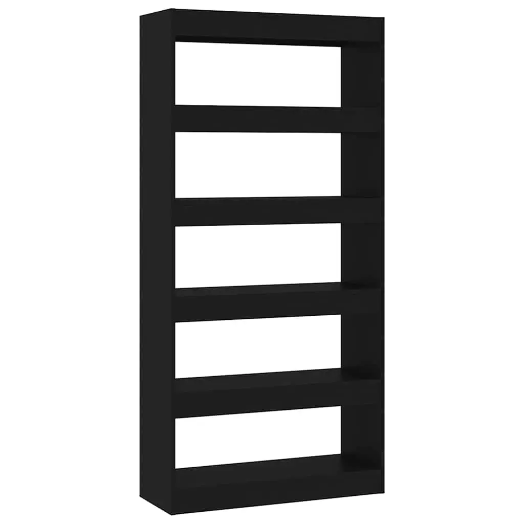 Book Cabinet Black Engineered Wood Room Divider Sturdy Storage Shelf