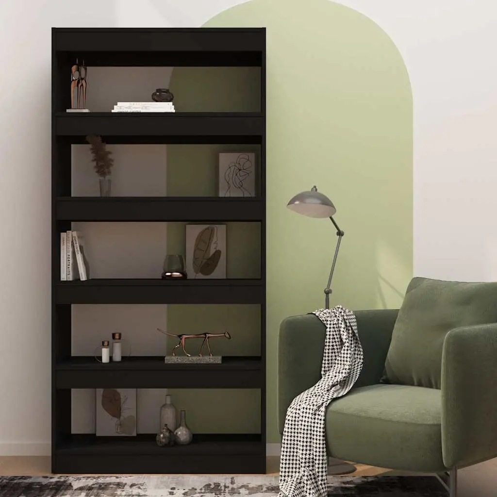 Book Cabinet Black Engineered Wood Room Divider Sturdy Storage Shelf