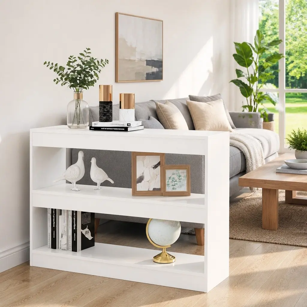 Book Cabinet White 100W x 30D x 72H cm Room Divider Shelving Unit Storage Organiser