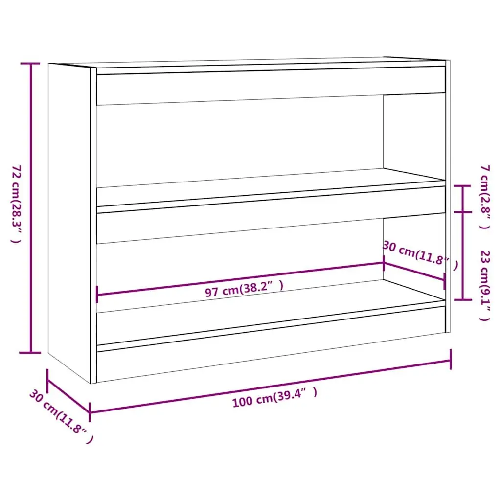 Book Cabinet White 100W x 30D x 72H cm Room Divider Shelving Unit Storage Organiser
