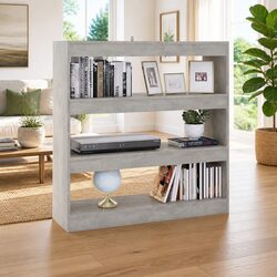 Concise Grey Book Cabinet with Storage Solutions