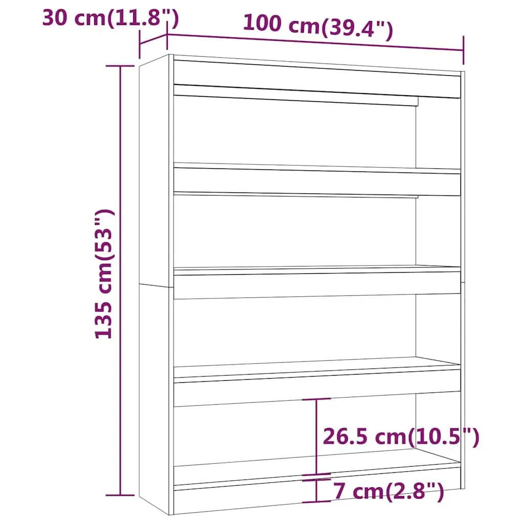 Black Bookshelf Organiser 100cm x 30cm x 135cm Open Shelving Room Divider Storage Unit