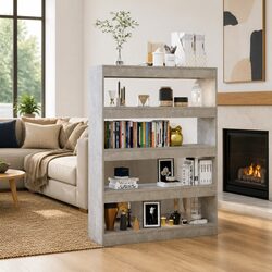 Book Cabinet Room Divider Grey Shelving Unit Storage Bookcase Standing Shelf