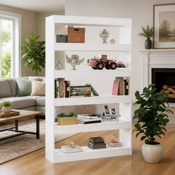 Book Cabinet Room Divider High Gloss White Wooden Shelving Storage Bookshelf