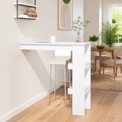 Wall Bar Table White Kitchen Dining Storage Compartments Standing Furniture