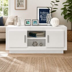 TV Cabinet White High Gloss Modern Storage Unit Media Stand Shelves Organiser