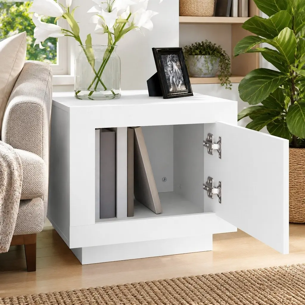 Coffee Table White 51W x 50D x 45H cm Storage Cabinet