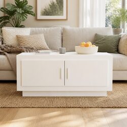 White Coffee Table with Storage Options