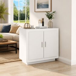 White Sideboard Storage Cabinet 80x40x75 cm: Simple & Strong