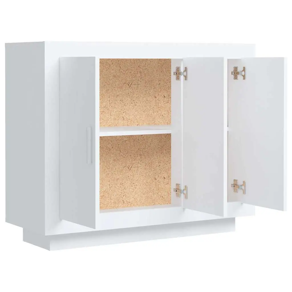 Sideboard White Engineered Wood Storage Cabinet with Doors and Shelves