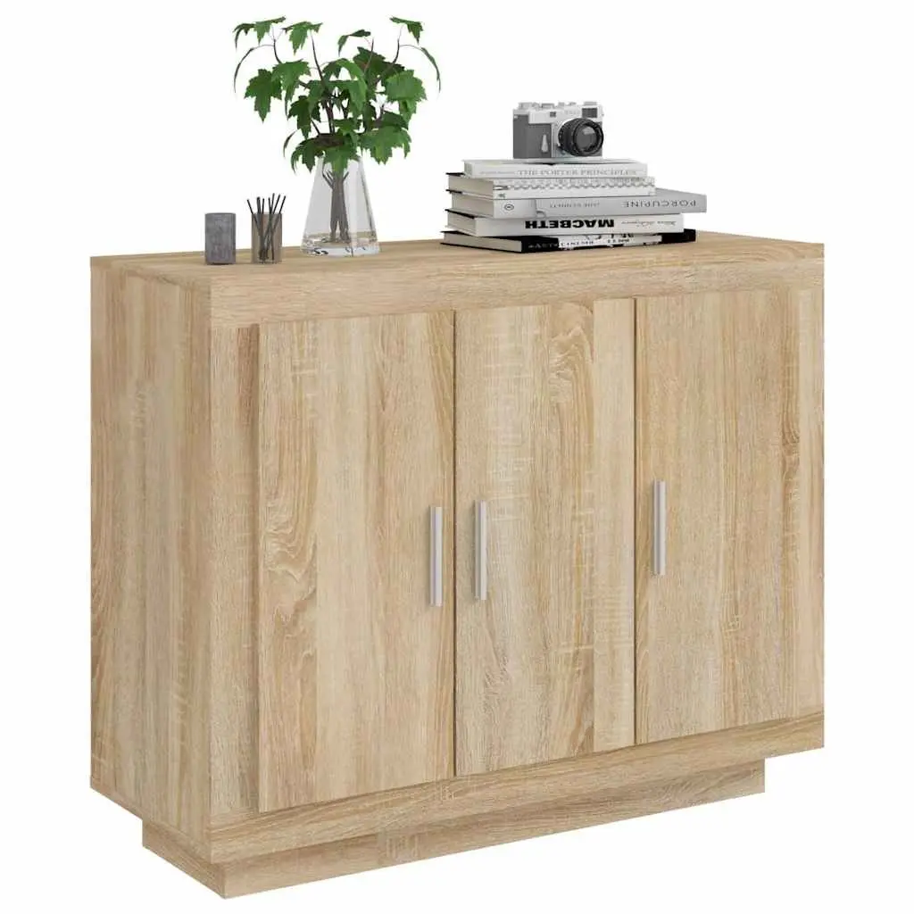 Brown Sideboard Cabinet Engineered Wood 92x35x75 cm Storage with Doors and Shelves for Living Room Display