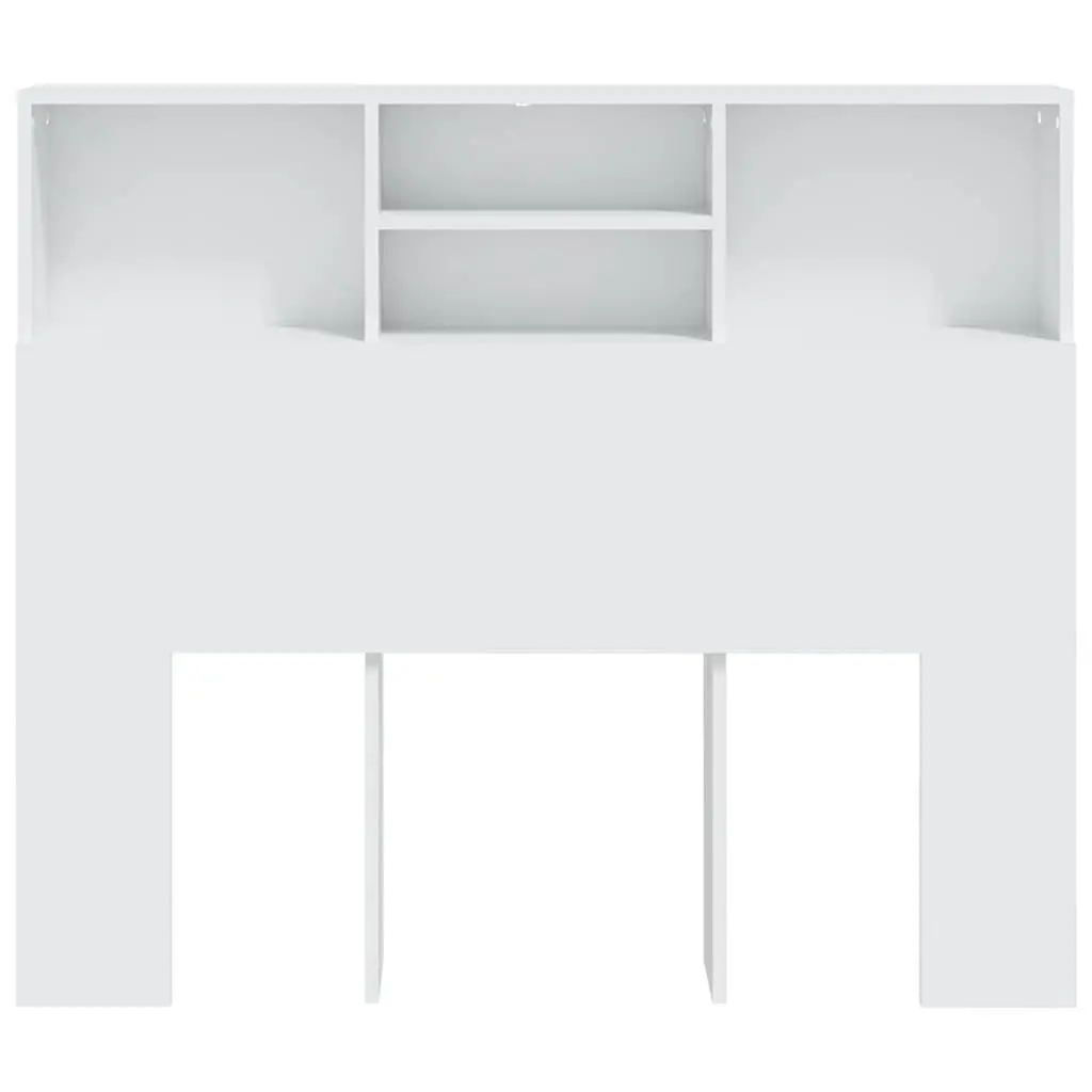 Headboard Cabinet White 120cm Bedroom Wall Storage Organiser with Compartments