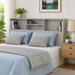 Compact Grey Headboard Cabinet for Modern Bedrooms