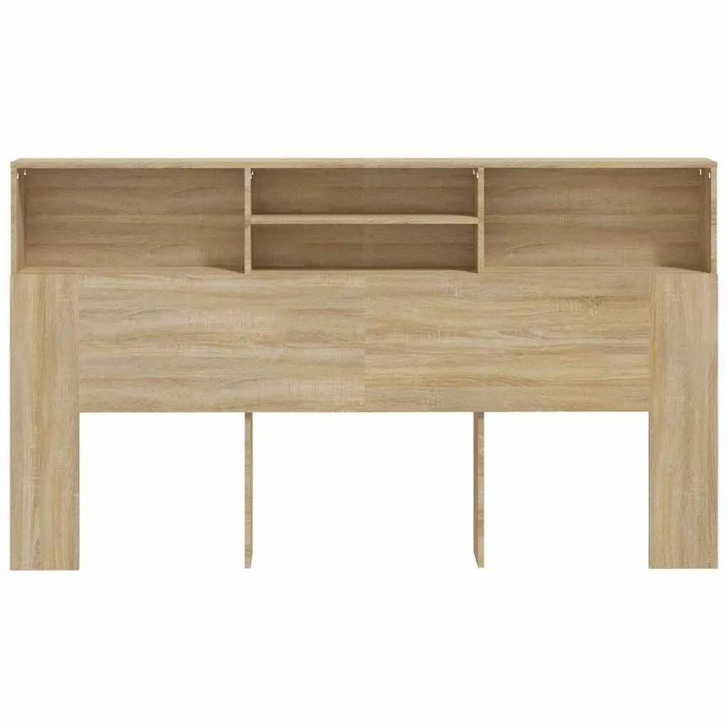 Brown Bedroom Storage Cabinet 180cm Headboard with Compartments Engineered Wood