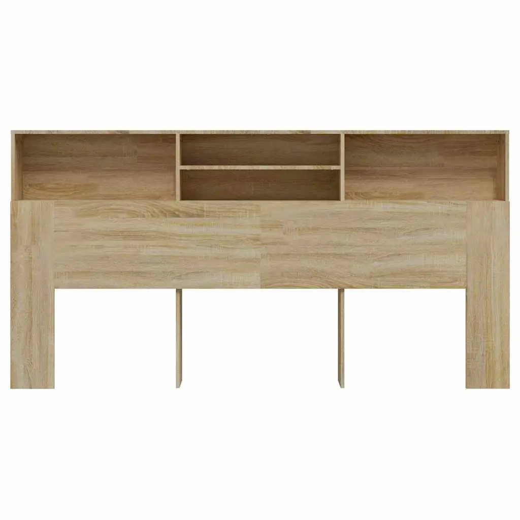 Headboard Cabinet Brown 200cm Engineered Wood Integrated Storage Compartment