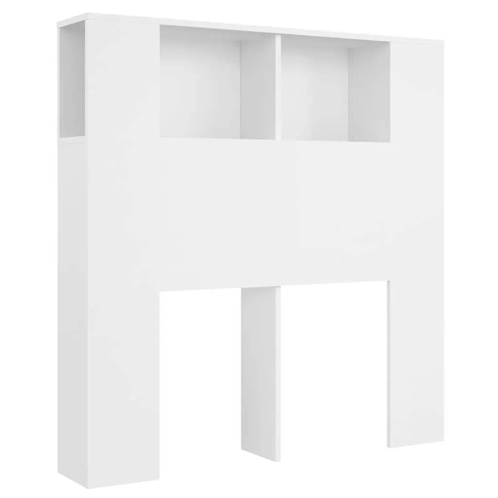 Headboard Cabinet White Wall-Mounted 100 x 18.5 x 102.5 cm Four Storage Compartments