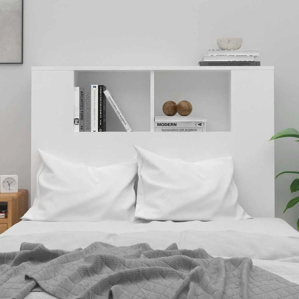 Headboard Cabinet White Wall-Mounted 100 x 18.5 x 102.5 cm Four Storage Compartments