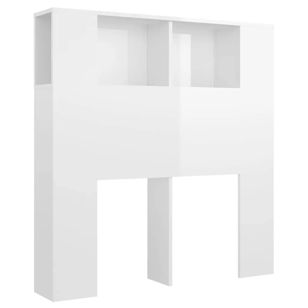 Headboard Cabinet White High Gloss Wall-Mounted Storage Bedroom Furniture 100cm