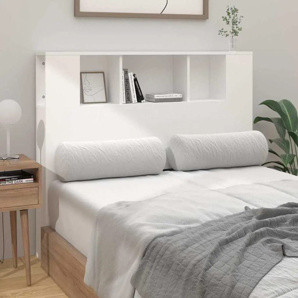 Headboard Cabinet White 120cm Wall Mounted Five Compartments