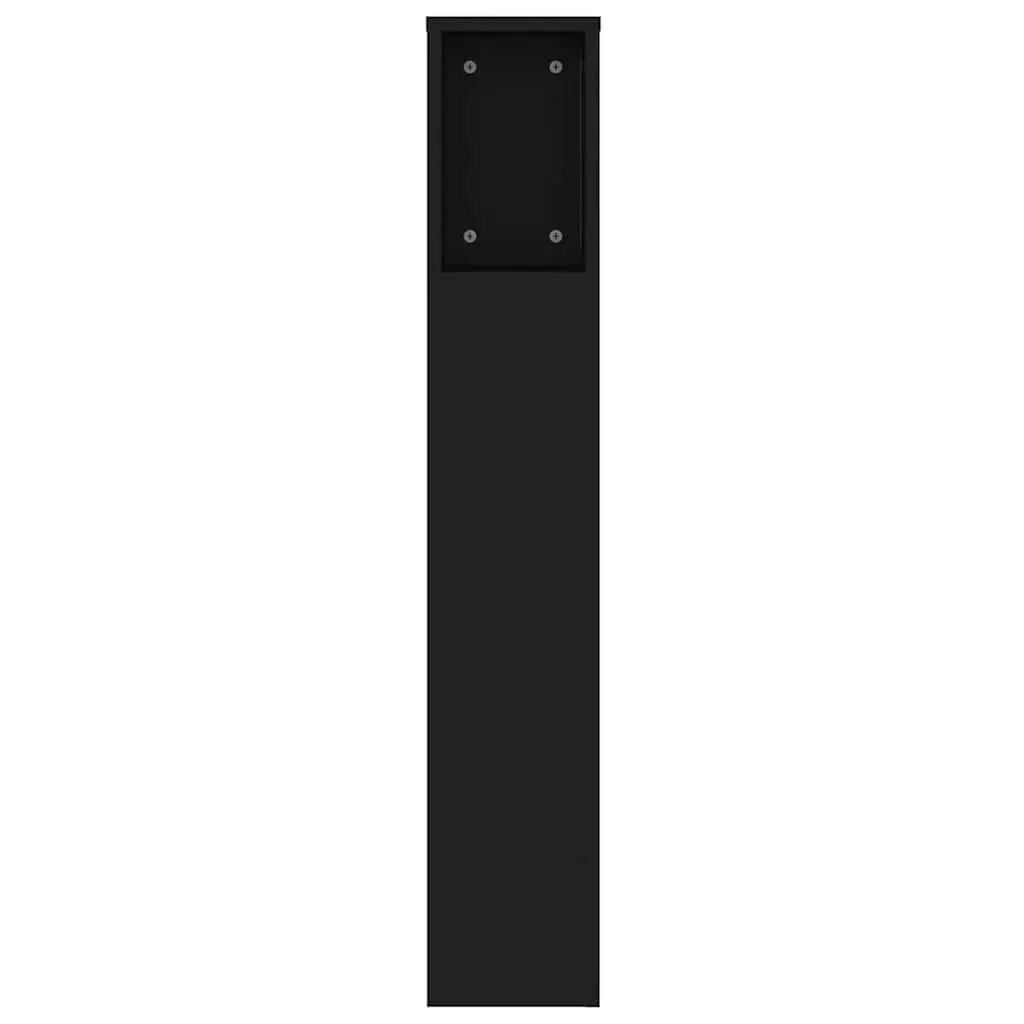 Black Wall-Mounted Bookcase 140cm Headboard Cabinet with 5 Compartments for Bedroom Storage