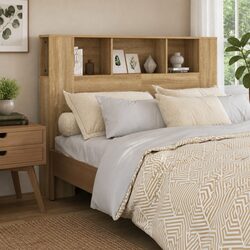 Concise Wall-Mounted Headboard with Ample Storage