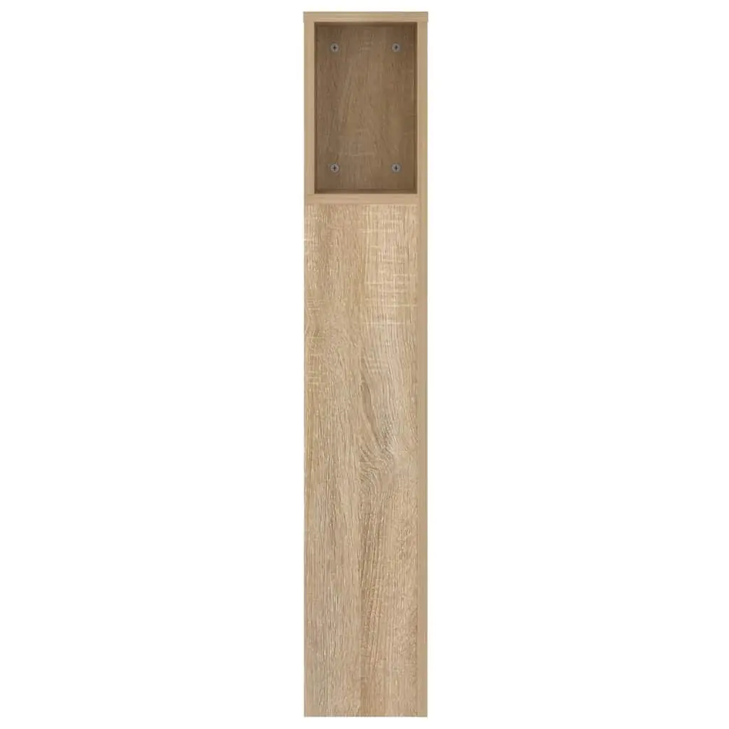 Headboard Cabinet Brown Oak 140cm Wall-Mounted Storage Bookcase with Five Compartments