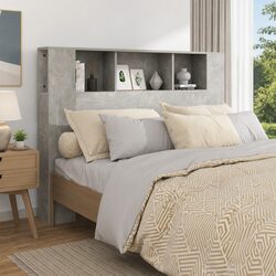 Grey Headboard Cabinet with Ample Storage